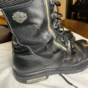 Harley-Davidson Black and Silver Leather Boots
